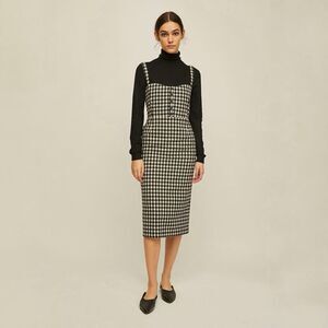 Rita Row Emma Fitted Gingham Dress in Black White Size Medium